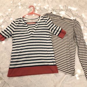 J Crew lot of 2 stripe shirts size small